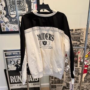 Raiders Black and White Crewneck windbreaker